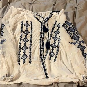 Lucky brand blue and white top